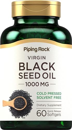 Cápsulas de Aceite de Semilla Negra Piping Rock | 1000mg | 60 Píldoras | Prensado en Frío, Sin Solventes | Suplemento No Transgénico y Sin Gluten - imagen 1
