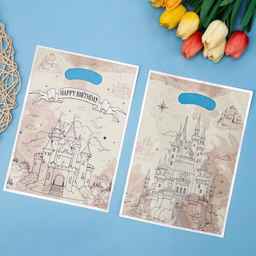 Mikzhskr 30 Pzs Bolsas de Fiesta Mágicas de Wizard con Asa, Plásticas y Resistentes al Agua, Tema Castillo Viejo, para Regalos de Cumpleaños, 10 x 7 - imagen 3