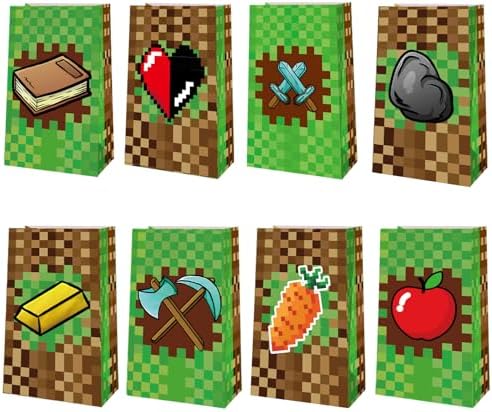 24 Paquetes de Bolsas de Regalo para Fiesta de Tema Pixel, Suministros para Cumpleaños de Tema Pixel - imagen 1