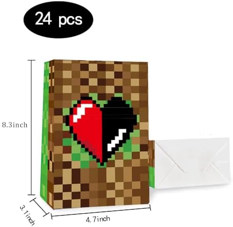 24 Paquetes de Bolsas de Regalo para Fiesta de Tema Pixel, Suministros para Cumpleaños de Tema Pixel - imagen 2