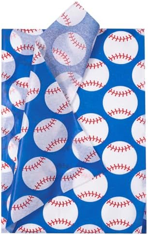 Papel de Seda WRAPAHOLIC para Envolver Béisbol - 30 Hojas 14 x 20 Pulgadas, Papel Decorativo Azul para Cumpleaños, Regalos, Manualidades y Fiestas - imagen 1