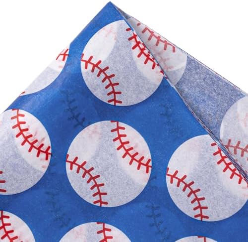 Papel de Seda WRAPAHOLIC para Envolver Béisbol - 30 Hojas 14 x 20 Pulgadas, Papel Decorativo Azul para Cumpleaños, Regalos, Manualidades y Fiestas - imagen 3