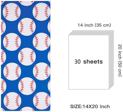 Papel de Seda WRAPAHOLIC para Envolver Béisbol - 30 Hojas 14 x 20 Pulgadas, Papel Decorativo Azul para Cumpleaños, Regalos, Manualidades y Fiestas - imagen 4