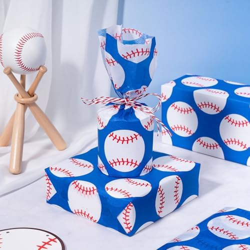 Papel de Seda WRAPAHOLIC para Envolver Béisbol - 30 Hojas 14 x 20 Pulgadas, Papel Decorativo Azul para Cumpleaños, Regalos, Manualidades y Fiestas - imagen 6