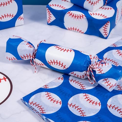 Papel de Seda WRAPAHOLIC para Envolver Béisbol - 30 Hojas 14 x 20 Pulgadas, Papel Decorativo Azul para Cumpleaños, Regalos, Manualidades y Fiestas - imagen 8