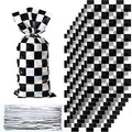 Bolsas de Celofán para Caramelos Blulu 100 Piezas, Rayas Blancas y Negras, Bolsas de Regalo para Fiestas de Cumpleaños de Autos con 100 Cierres de - imagen 1