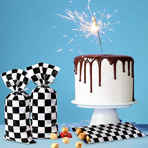 Bolsas de Celofán para Caramelos Blulu 100 Piezas, Rayas Blancas y Negras, Bolsas de Regalo para Fiestas de Cumpleaños de Autos con 100 Cierres de - imagen 4