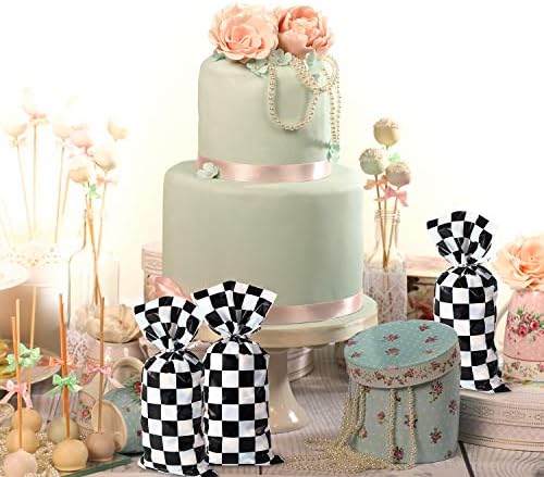 Bolsas de Celofán para Caramelos Blulu 100 Piezas, Rayas Blancas y Negras, Bolsas de Regalo para Fiestas de Cumpleaños de Autos con 100 Cierres de - imagen 5