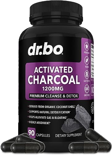 Cápsulas de Carbón Activado 1200mg - Suplemento Orgánico de Coco para Alivio de Gas y Distensión Abdominal en Hombres, Mujeres y Niños - imagen 1