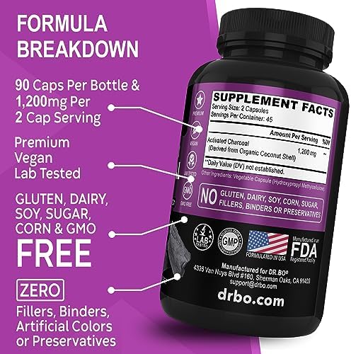 Cápsulas de Carbón Activado 1200mg - Suplemento Orgánico de Coco para Alivio de Gas y Distensión Abdominal en Hombres, Mujeres y Niños - imagen 5