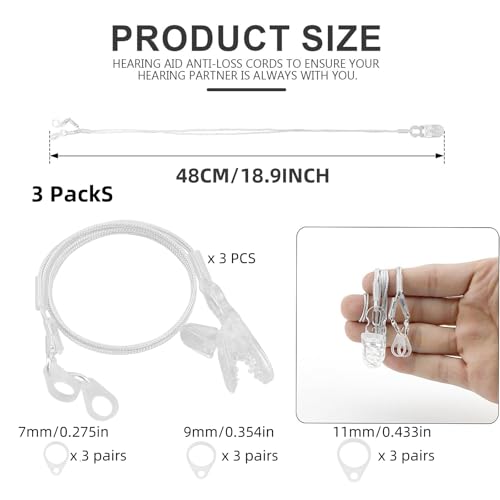 Soporte para Audífonos con Clip, Cuerda Portátil Antipérdida, Lanyard para Amplificadores de Sonido (3 Juegos, Incluye 6 Laços de Silicona de - imagen 3