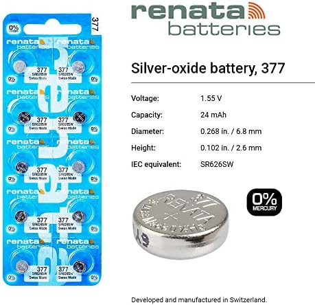 Baterías Renata 377 SR626SW - Batería de Reloj de Óxido de Plata 1.55V (Paquete de 10) - imagen 2