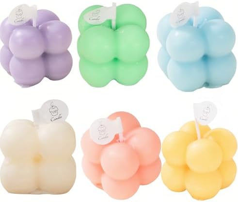 Set de Regalo de 6 Velas Mini de Cera de Soja – Aromaterapia Ecológica, Aromas de Lavanda/Durazno/Salmón, Velas Decorativas en Forma de Burbuja, - imagen 1
