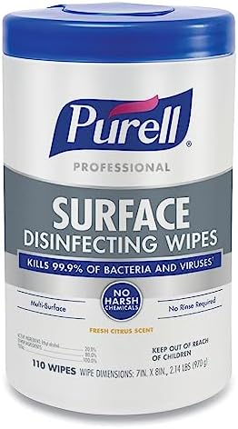 Toallitas Desinfectantes para Superficies Purell Professional, 7 x 8, Cítricos Frescos, 110 Toallitas por Envase - imagen 1