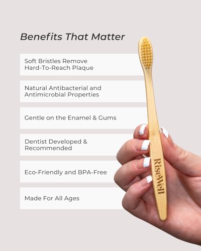 Cepillo de Dientes de Bambú Suave RiseWell – Cepillo Suave para Adultos y Niños, Libre de BPA, Mango de Bambú Natural, Suave con las Encías, Hecho - imagen 3