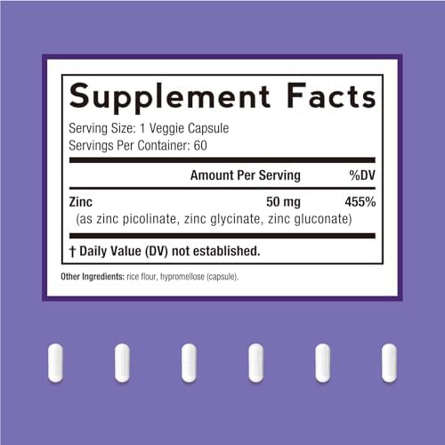 Suplemento de Zinc 50mg Doctor's Recipes, Triple Acción para Inmunidad, Zinc Picolinato, Glicinato y Gluconato, 60 Cápsulas Veganas, Salud de la Piel - imagen 2