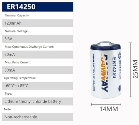 Batería de Litio TRAELY 1/2AA LS 14250 ER14250 3.6V 1200mAh Compatible con Collar de Perro, Monitor de Movimiento, Sistema de Seguridad y Alarma - imagen 2