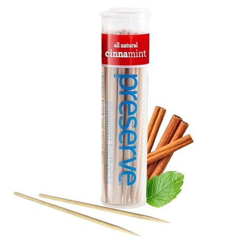 Palillos Preserve Cinnamint Sabor Natural a Canela y Menta para Aliento Fresco, Dientes y Encías - Hechos de Madera de Abeto Sostenible - Estuche de - imagen 1