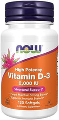 NOW Foods, Vitamina D3 2000 UI (Softgels) - imagen 1