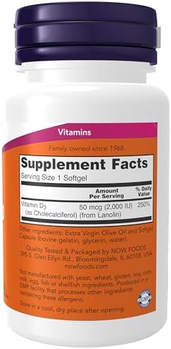 NOW Foods, Vitamina D3 2000 UI (Softgels) - imagen 2