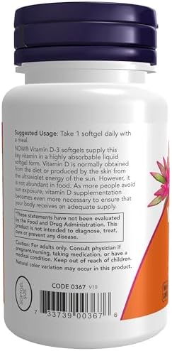 NOW Foods, Vitamina D3 2000 UI (Softgels) - imagen 3