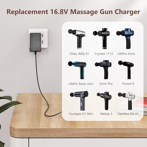 Cargador de 16.8V para Pistola de Masaje Compatible con TheraGun, Hyperice, Medcursor, Mebak, Toloco, Sportneer y más - Cargador DC de 79in - imagen 2