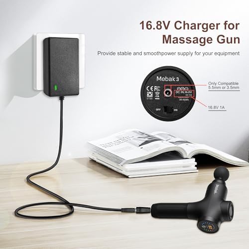 Cargador de 16.8V para Pistola de Masaje Compatible con TheraGun, Hyperice, Medcursor, Mebak, Toloco, Sportneer y más - Cargador DC de 79in - imagen 3