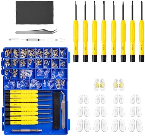 Kit de Reparación de Gafas Magnético con Tornillo Dorado, Kit Todo en Uno Mejorado con Destornilladores de Precisión y Almohadillas Nasales - imagen 1