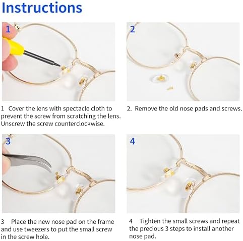 Kit de Reparación de Gafas Magnético con Tornillo Dorado, Kit Todo en Uno Mejorado con Destornilladores de Precisión y Almohadillas Nasales - imagen 7