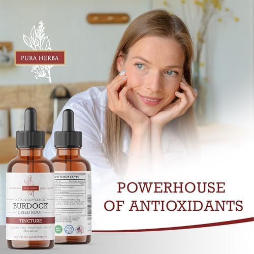 Extracto Líquido de Raíz de Bardana Pura Herba | Sin Alcohol, Vegano, No Transgénico, Sin Gluten | Tintura Herbal Orgánica de 2 oz - imagen 4