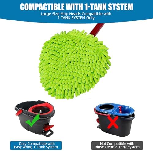 Repuestos para Cabezas de Mop de Giro Ocedar Easywring 1 Tanque, 3 Piezas, Paño Chenille Verde para Reemplazo de Mop O Cedar - imagen 3