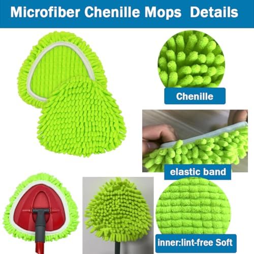 Repuestos para Cabezas de Mop de Giro Ocedar Easywring 1 Tanque, 3 Piezas, Paño Chenille Verde para Reemplazo de Mop O Cedar - imagen 4