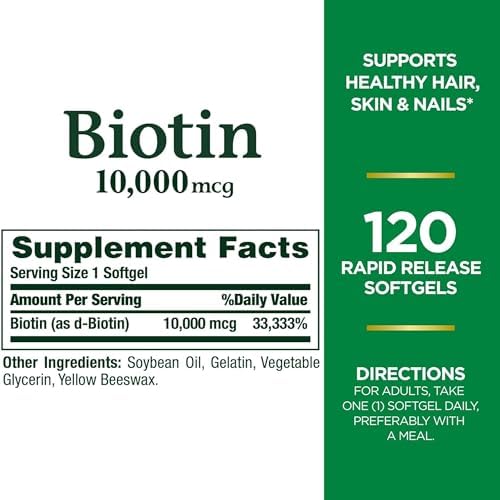 Biotina 10000 mcg de Nature's Bounty, Apoya Cabello, Piel y Uñas Saludables - Cápsulas Blandas de Liberación Rápida - 120 Pzas - imagen 4