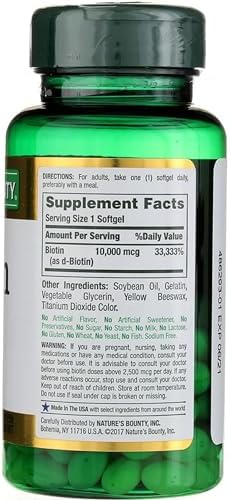 Biotina 10000 mcg de Nature's Bounty, Apoya Cabello, Piel y Uñas Saludables - Cápsulas Blandas de Liberación Rápida - 120 Pzas - imagen 7
