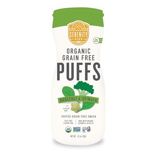 Serenity Kids Puffs Sin Granos para Bebés y Niños de 6+ Meses - Sin Gluten, Nueces ni Arroz - Veggies Orgánicos, Legumbres y Aceite de Oliva (1.5 Oz - imagen 1