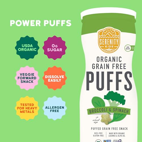 Serenity Kids Puffs Sin Granos para Bebés y Niños de 6+ Meses - Sin Gluten, Nueces ni Arroz - Veggies Orgánicos, Legumbres y Aceite de Oliva (1.5 Oz - imagen 4