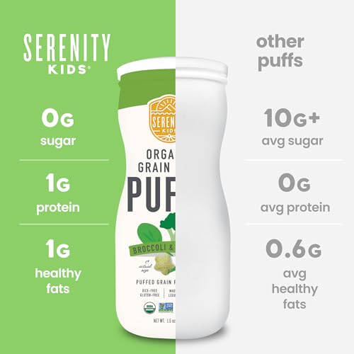 Serenity Kids Puffs Sin Granos para Bebés y Niños de 6+ Meses - Sin Gluten, Nueces ni Arroz - Veggies Orgánicos, Legumbres y Aceite de Oliva (1.5 Oz - imagen 7