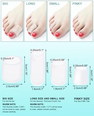 Uwbettry 16 Piezas de Fundas de Silicón para Dedos, Protectores de Gel para Alivio del Dolor en Pies, Cojines para Juanetes, Ampollas y Callos - imagen 2