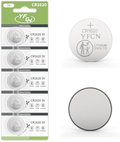 Batería YFCN CR1620 de Litio 3V - Paquete de 5 Baterías CR1620 para Llave de Auto, Control Remoto, Relojes - Baterías de Moneda CR 1620 - 3 Años de - imagen 1