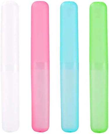 Medsuo 4 Piezas Funda de Plástico para Cepillo de Dientes - Estuche de Viaje (Rosa, Azul, Verde y Blanco) - imagen 1