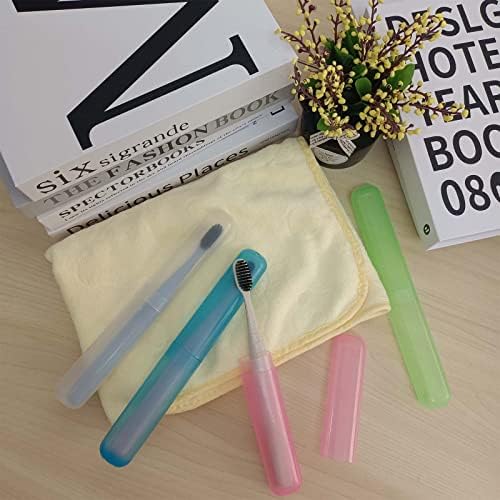 Medsuo 4 Piezas Funda de Plástico para Cepillo de Dientes - Estuche de Viaje (Rosa, Azul, Verde y Blanco) - imagen 2