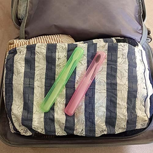 Medsuo 4 Piezas Funda de Plástico para Cepillo de Dientes - Estuche de Viaje (Rosa, Azul, Verde y Blanco) - imagen 3