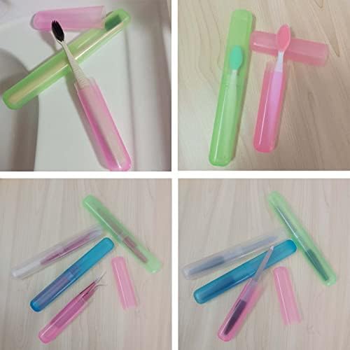 Medsuo 4 Piezas Funda de Plástico para Cepillo de Dientes - Estuche de Viaje (Rosa, Azul, Verde y Blanco) - imagen 5