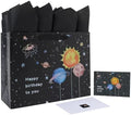Set de Bolsa de Regalo Grande Qirrmiy de 13” para Cumpleaños con Manijas, Tarjeta de Felicitación, Papel de Seda Negro y Stickers para Niños y Bebés, - imagen 1