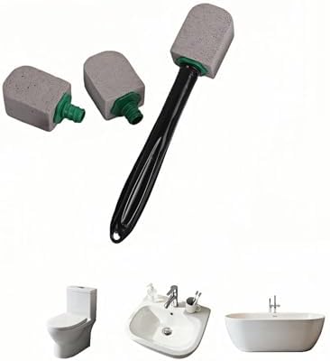 Piedra de limpieza para inodoro SAYUANVA con mango, cabezales reemplazables, esponja de pumice natural para manchas de agua dura, 9.5 pulgadas, - imagen 1