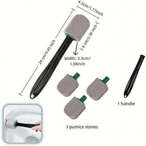Piedra de limpieza para inodoro SAYUANVA con mango, cabezales reemplazables, esponja de pumice natural para manchas de agua dura, 9.5 pulgadas, - imagen 6