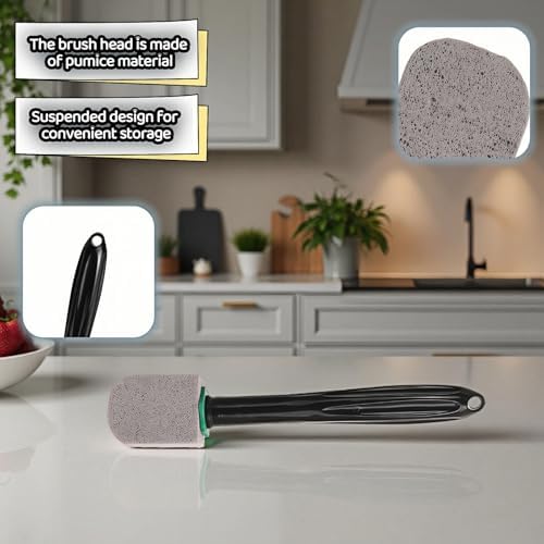 Piedra de limpieza para inodoro SAYUANVA con mango, cabezales reemplazables, esponja de pumice natural para manchas de agua dura, 9.5 pulgadas, - imagen 8