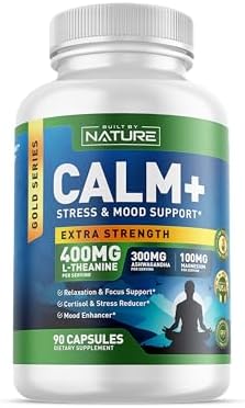 Built by Nature Calm+ Suplemento para Relajación y Enfoque – Apoyo para Estrés, Cortisol y Ánimo – 90 Cápsulas con L-Theanina, Ashwagandha, Magnesio - imagen 1