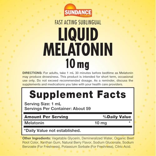 Sundance Melatonina 10mg Líquido | 2 Onzas Líquidas | Sabor Berry | Fórmula Sublingual de Acción Rápida | Suplemento Vegetariano, Sin OGM y Sin Gluten - imagen 2