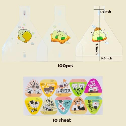 100 Piezas de Envolturas de Onigiri en Triángulo, Desechables y de Fácil Desgarre, Accesorio para Hacer Onigiri - imagen 2